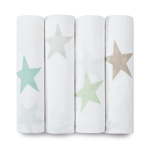 ADEN & ANAIS SUPER STAR SCOUT-BEACH NEUTRAL SWADDLES 4PK Aden + Anais ADEN & ANAIS SUPER STAR SCOUT-BEACH NEUTRAL SWADDLES 4PK -Deals Baby Products Store aden anais aden anais super star scout beach neutr