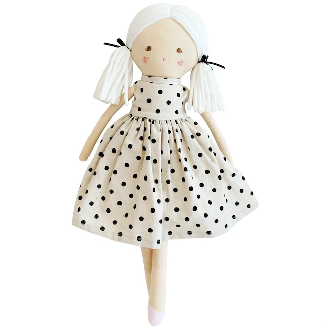 FRANKIE DOLL IN BLACK SPOT LINEN FRANKIE DOLL IN BLACK SPOT LINEN -Deals Baby Products Store alimrose frankie doll in black spot linen