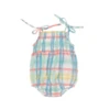 BEACH PLAID TIE STRAP SMOCKED BUBBLE