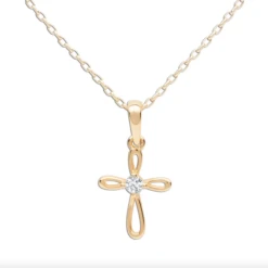 14K GOLD PLATED CHILDREN'S CROSS NECKLACE