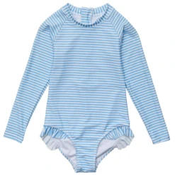 CORNFLOWER STRIPE SUSTAINABLE LONG SLEEVE SURF SUIT