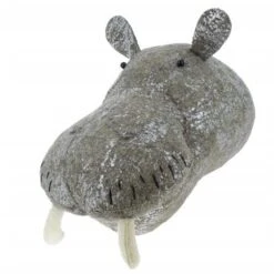 FOIL GREY SILVER HIPPO HEAD WALL MOUNT