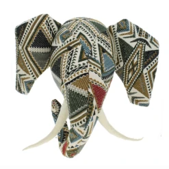 PATCHWORK ELEPHANT HEAD WALL MOUNT