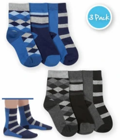 ARGYLE AND STRIPE CREW SOCK 3 PACK