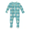 PRINT FOOTIE WITH ZIPPER IN GLACIER ARGYLE 1 PRINT FOOTIE WITH ZIPPER IN GLACIER ARGYLE -Deals Baby Products Store kickee pants print footie with zipper in glacier a
