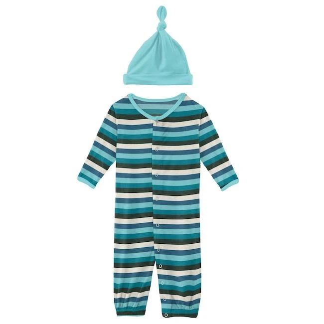 PRINT LAYETTE GOWN CONVERTER & SINGLE KNOT HAT SET PRINT LAYETTE GOWN CONVERTER & SINGLE KNOT HAT SET -Deals Baby Products Store kickee pants print layette gown converter single k 1