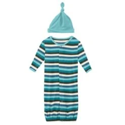 PRINT LAYETTE GOWN CONVERTER & SINGLE KNOT HAT SET
