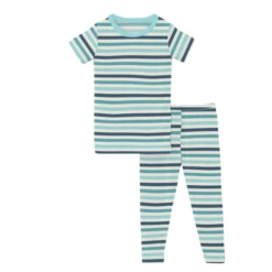 PRINT SHORT SLEEVE PAJAMA SET IN CRUISIN' STRIPE