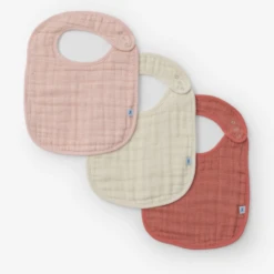 Little Unicorn COTTON MUSLIN CLASSIC BIB 3 PACK-ROSE PETAL