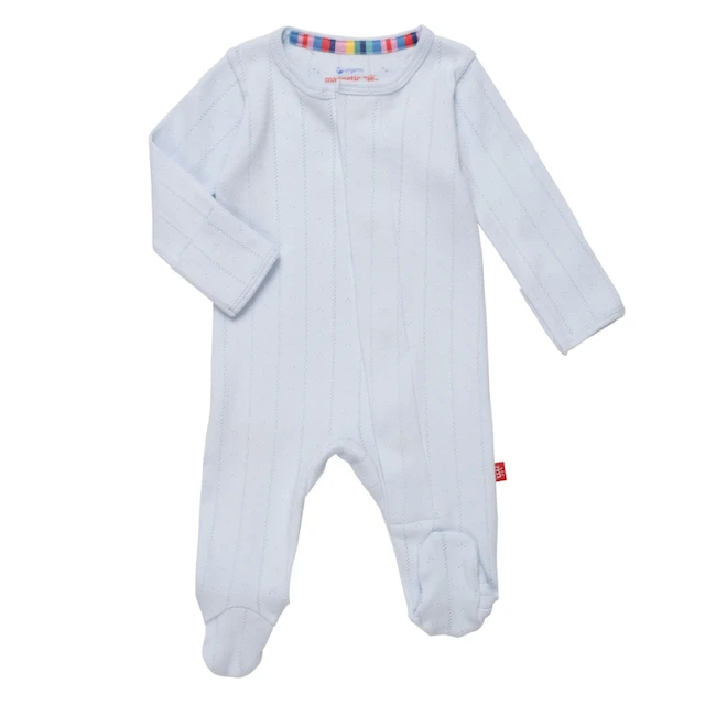 LOVE LINES BLUE ORGANIC COTTON POINTELLE MAGNETIC FOOTIE LOVE LINES BLUE ORGANIC COTTON POINTELLE MAGNETIC FOOTIE -Deals Baby Products Store magnetic me love lines blue organic cotton pointel
