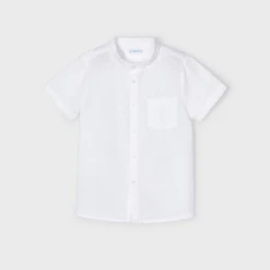 MANDARIN COLLAR SHORT SLEEVE SHIRT
