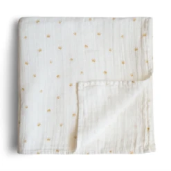 Mushie ORGANIC COTTON MUSLIN SWADDLE BLANKET - CROWNS