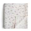 Mushie ORGANIC COTTON MUSLIN SWADDLE BLANKET - PINK FLOWERS -Deals Baby Products Store mushie organic cotton muslin swaddle blanket pink