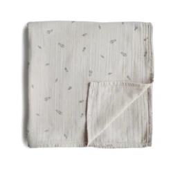 Mushie ORGANIC COTTON MUSLIN SWADDLE BLANKET-ROCKET SHIP
