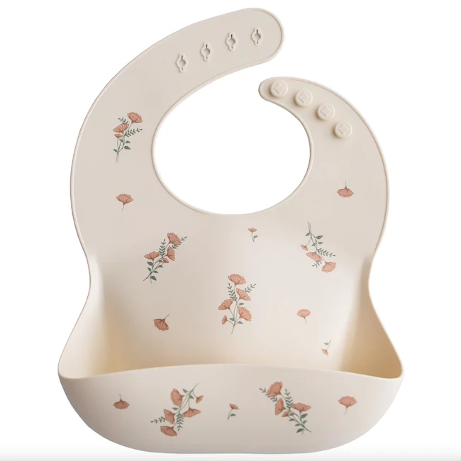 SILICONE BABY BIB- PINK FLOWERS Mushie SILICONE BABY BIB- PINK FLOWERS -Deals Baby Products Store mushie silicone baby bib pink flowers