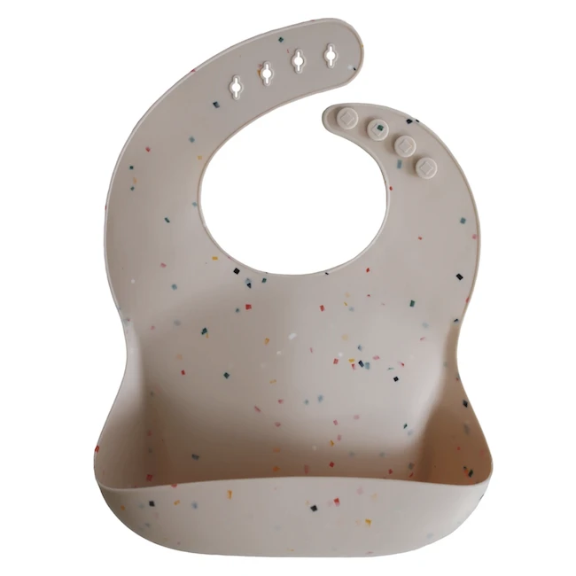 SILICONE BABY BIB-VANILLA CONFETTI Mushie SILICONE BABY BIB-VANILLA CONFETTI -Deals Baby Products Store mushie silicone baby bib vanilla confetti