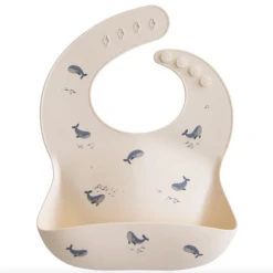 Mushie SILICONE BABY BIB- WHALES