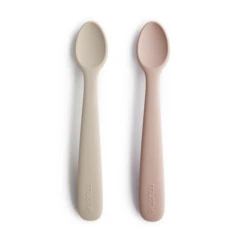 Mushie SILICONE FEEDING SPOONS BLUSH/SHIFTING SAND