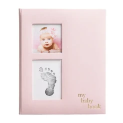 Pearhead LINEN BABY MEMORY BOOK- TOUCH INK PAD, PINK