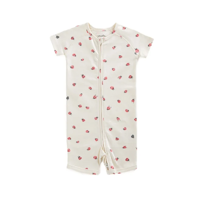 SHORT SLEEVE SLEEPER IN LUCKY LADYBUG SHORT SLEEVE SLEEPER IN LUCKY LADYBUG -Deals Baby Products Store pehr short sleeve sleeper in lucky ladybug