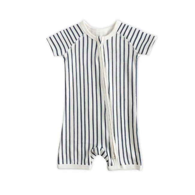 SHORT SLEEVE SLEEPER IN STRIPES AWAY SHORT SLEEVE SLEEPER IN STRIPES AWAY -Deals Baby Products Store pehr short sleeve sleeper in stripes away