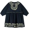EMBROIDERED KEYHOLE NECK DRESS -Deals Baby Products Store poppet fox embroidered keyhole neck dress