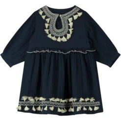 EMBROIDERED KEYHOLE NECK DRESS
