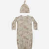 BAMBOO BABY GOWN AND HAT SET IN WILDFLOWERS