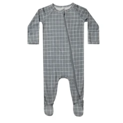 BAMBOO ZIP FOOTIE IN GRID