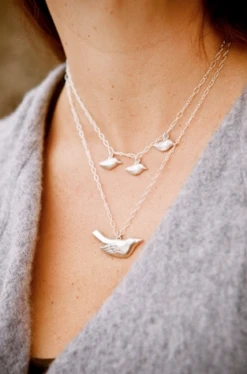 3 BABY BIRD 17” STERLING SILVER NECKLACE