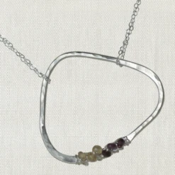 WHITE DIAMOND ABSTRACT LIFE CIRCLES WITH DESCRIPTION 17” STERLING SILVER NECKLACE