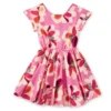 BUTTON BACK SKIRTED DRESS IN FLORAL BURST -Deals Baby Products Store tea button back skirted dress in floral burst