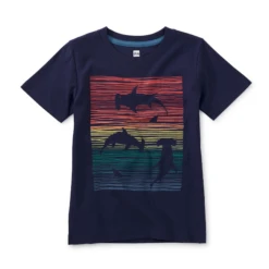 RAINBOW AND SHARKS GRAPHIC TEE
