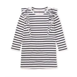 RUFFLE SLEEVE A-LINE DRESS