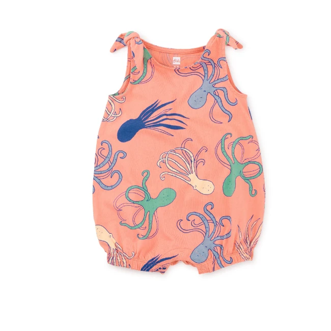 TIE SHOULDER BABY ROMPER TIE SHOULDER BABY ROMPER -Deals Baby Products Store tea tie shoulder baby romper 1