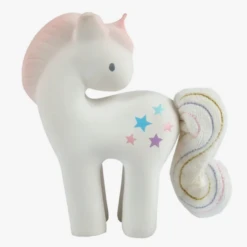 Tikiri COTTON CANDY UNICORN NATURAL RUBBER RATTLE AND BATH TOY